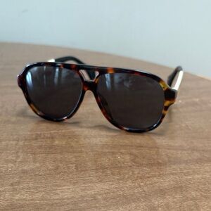 Tortoiseshell Aviator Sunglasses with Dark Lenses